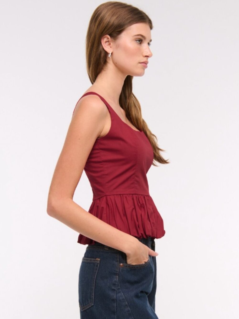 Abercrombie Poplin Bubble Hem Tank